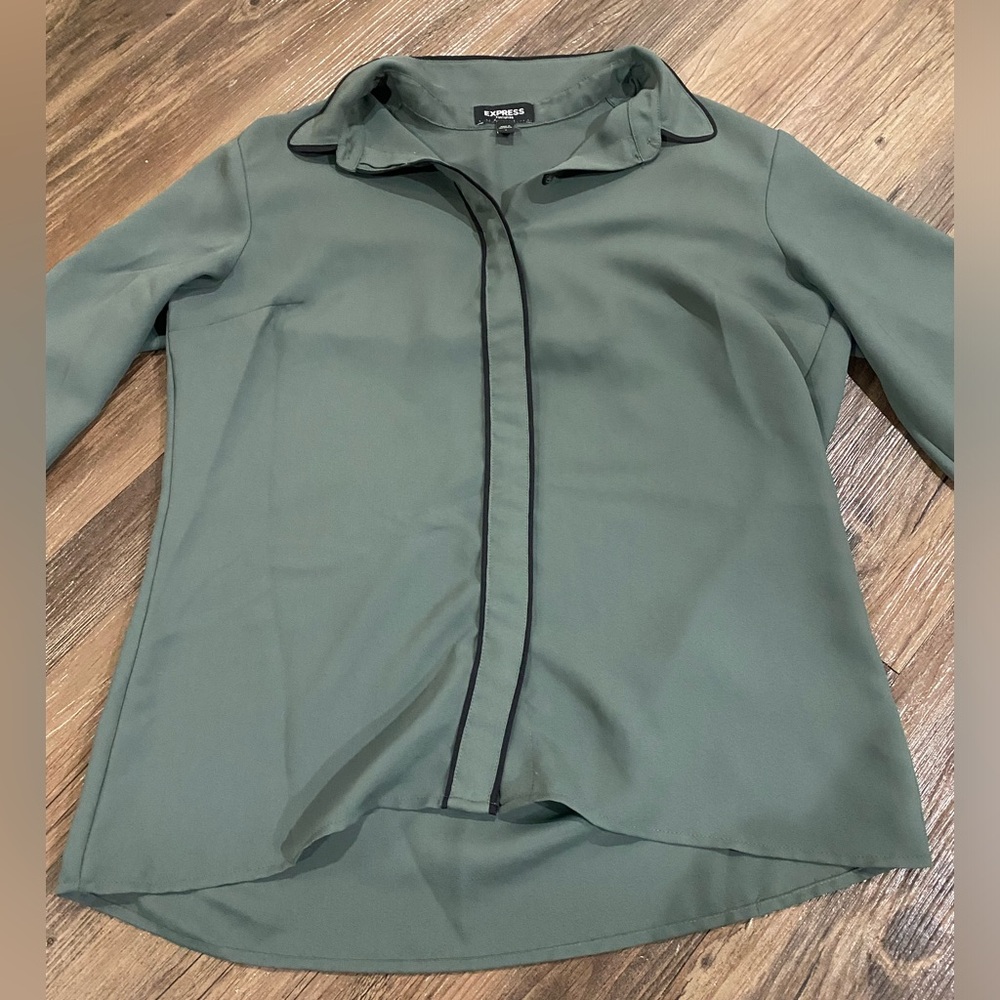 Green Express Button Up Blouse - image 3